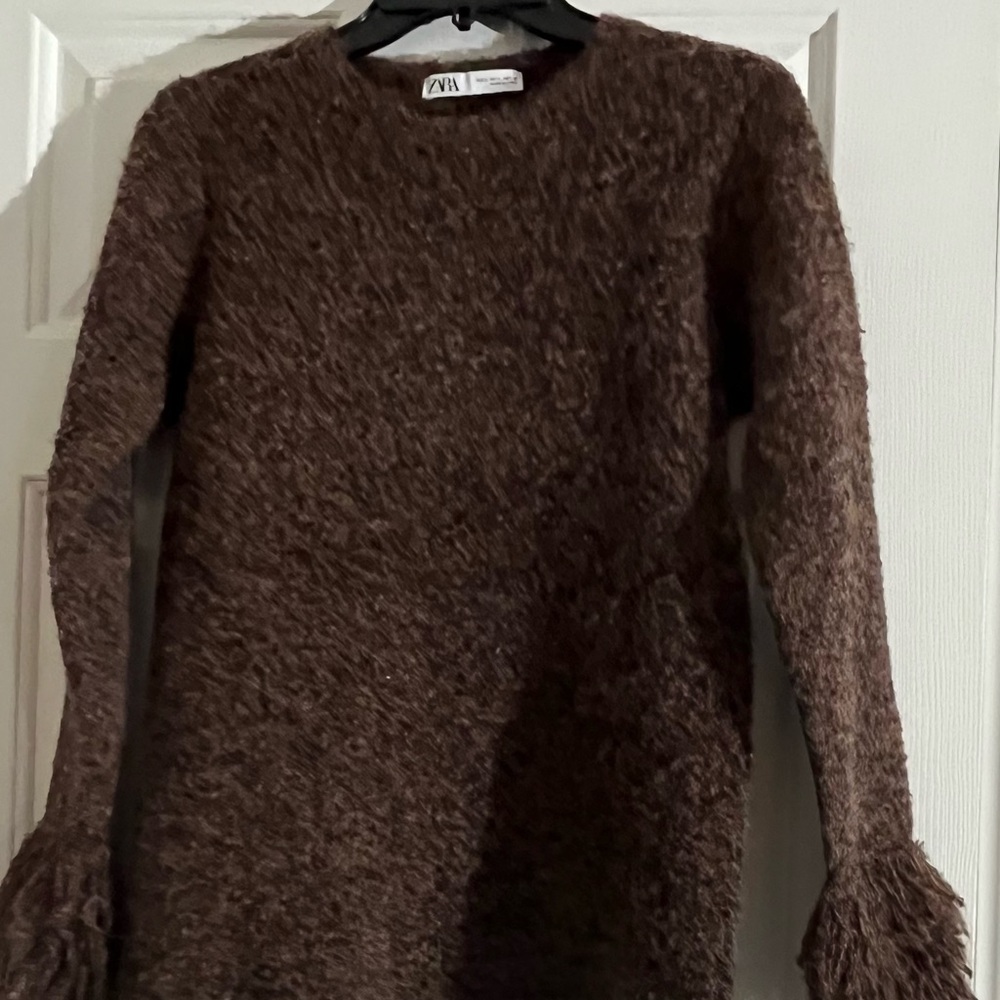 Zara Brown Cowl Neck Sweater with Cozy Fit